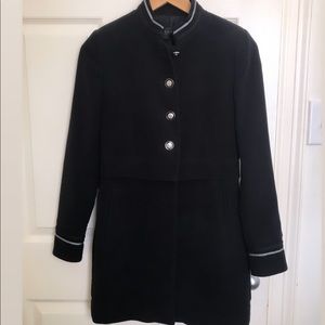 Zara Black Fitted Coat with Silver Buttons